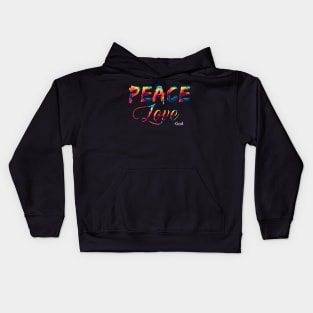 Faith Peace & Love T with Tie Dye Lettering Boho Style In Dark Colors Kids Hoodie